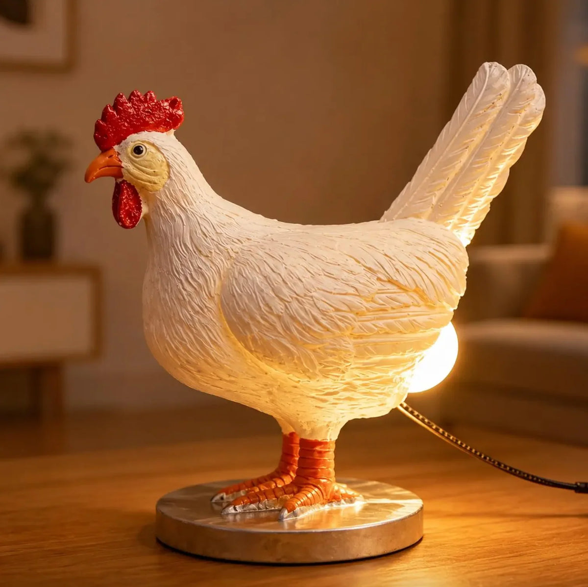 Table Lamp Chicken Design Warm LED USB-Powered