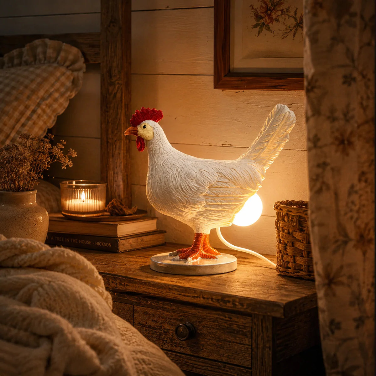Table Lamp Chicken Design Warm LED USB-Powered