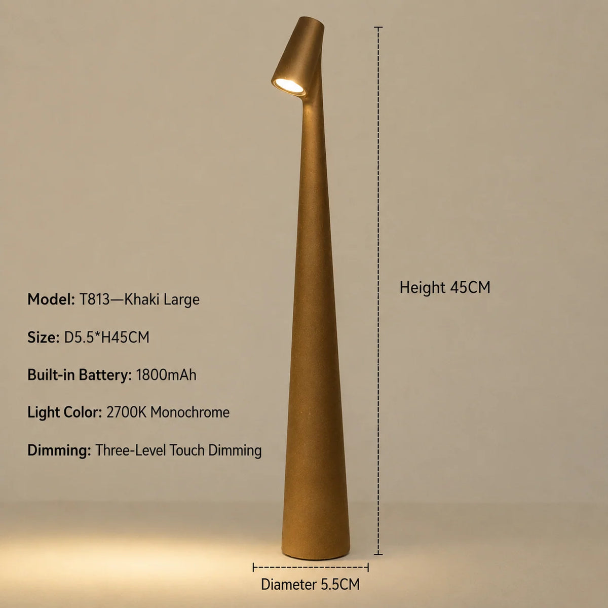 Table Lamp LED Cordless Rechargeable Touch-Dimmable