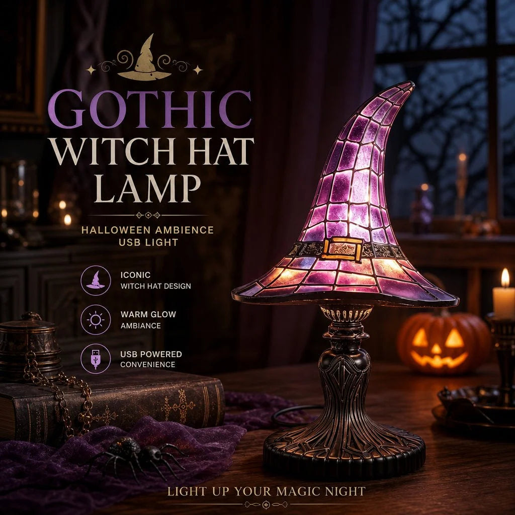 Table Lamp Witch Hat Design USB Powered Warm Glow
