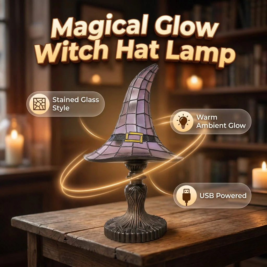 Table Lamp Witch Hat Design USB Powered Warm Glow