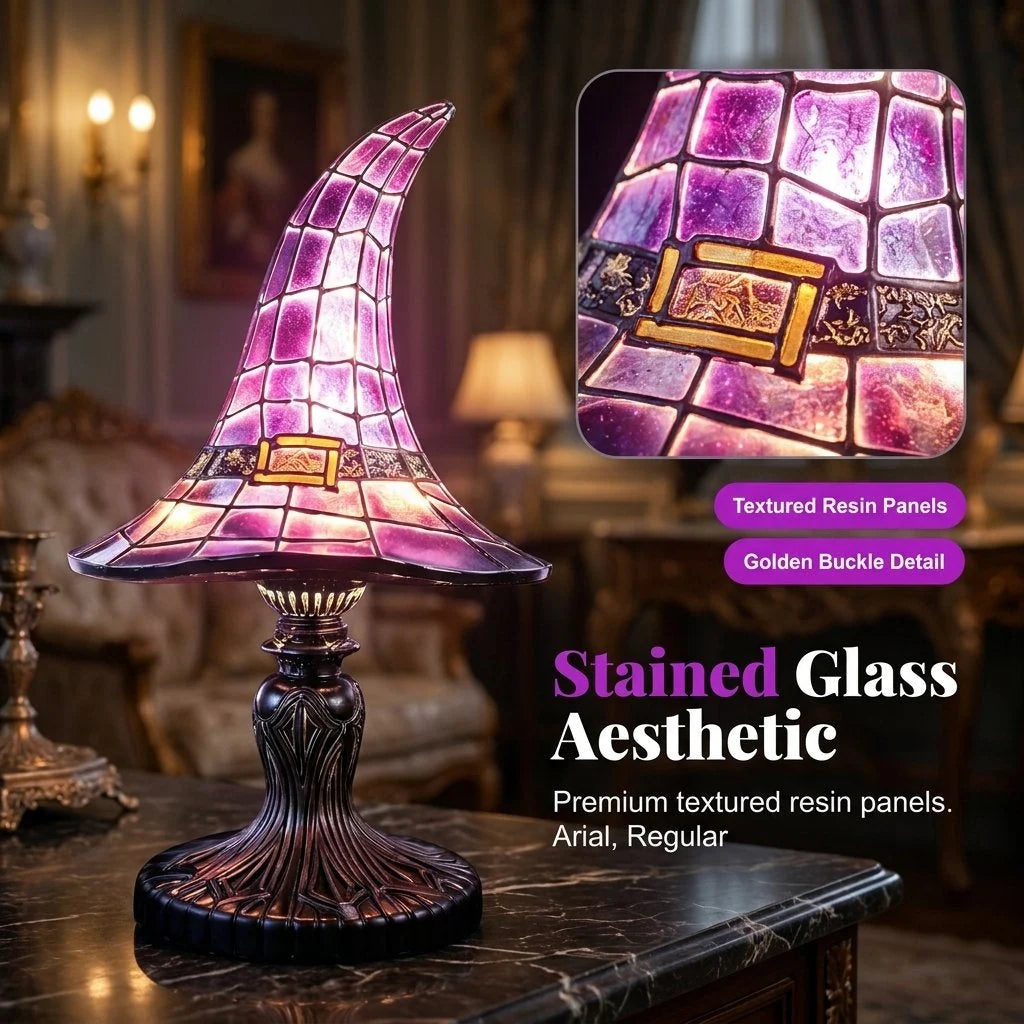 Table Lamp Witch Hat Design USB Powered Warm Glow