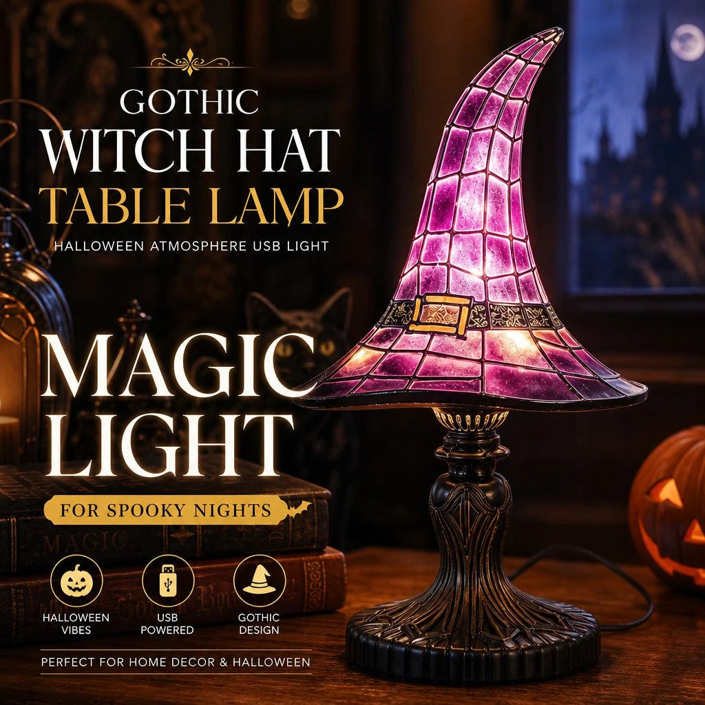 Table Lamp Witch Hat Design USB Powered Warm Glow
