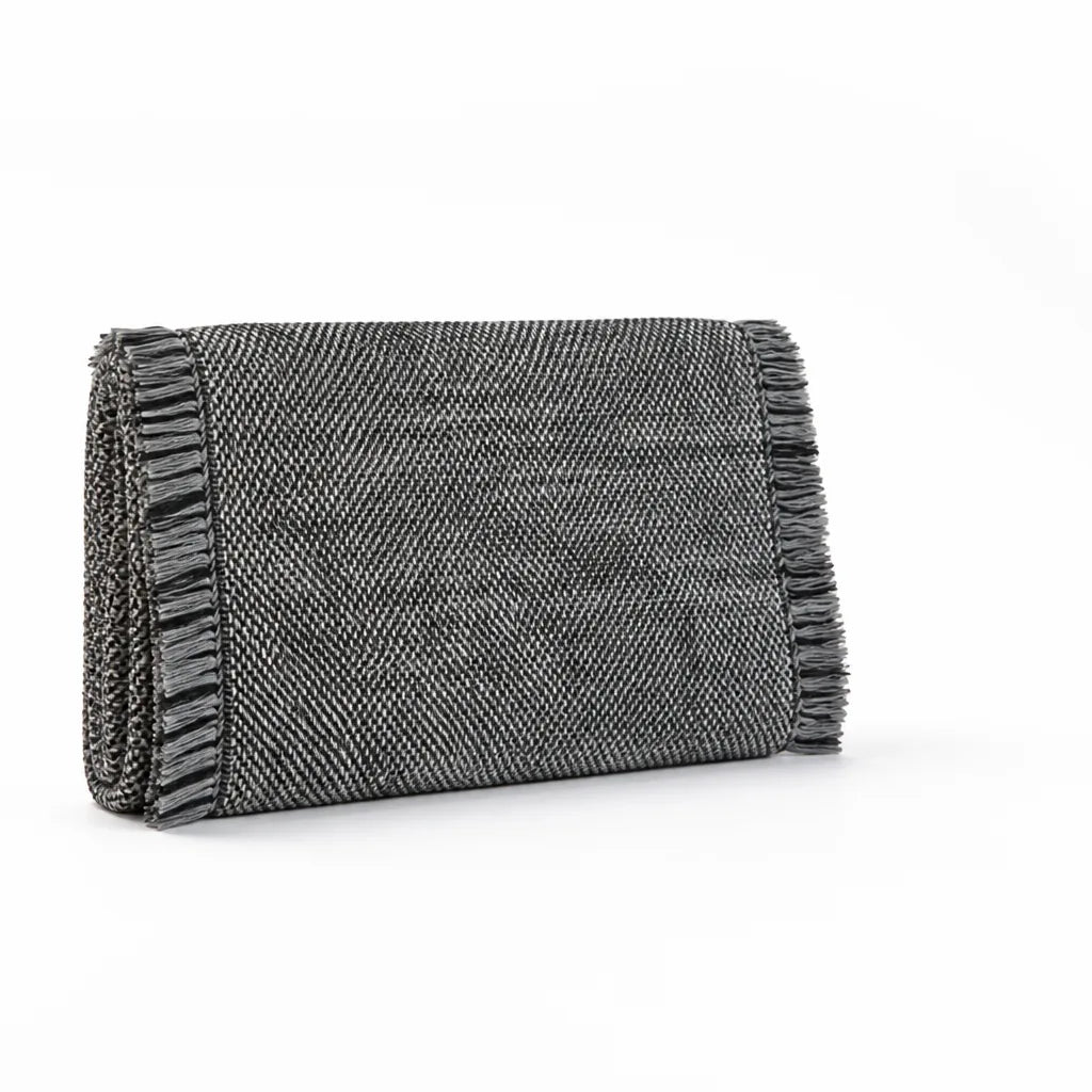 Table Runner Handwoven Herringbone Cotton Blend With Fringe