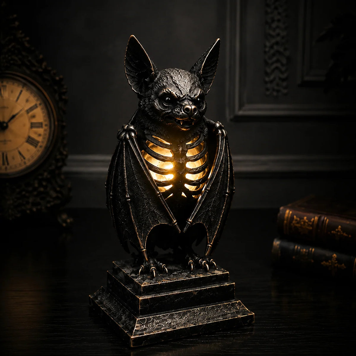Tabletop Lamp Bat & Raven Skeleton Warm White LED