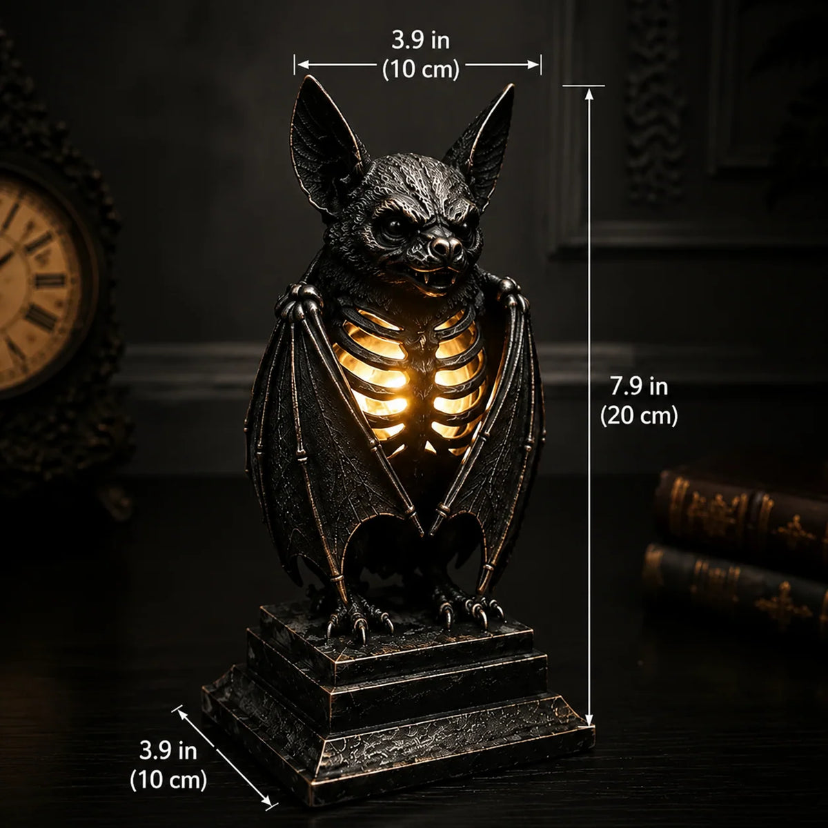Tabletop Lamp Bat & Raven Skeleton Warm White LED