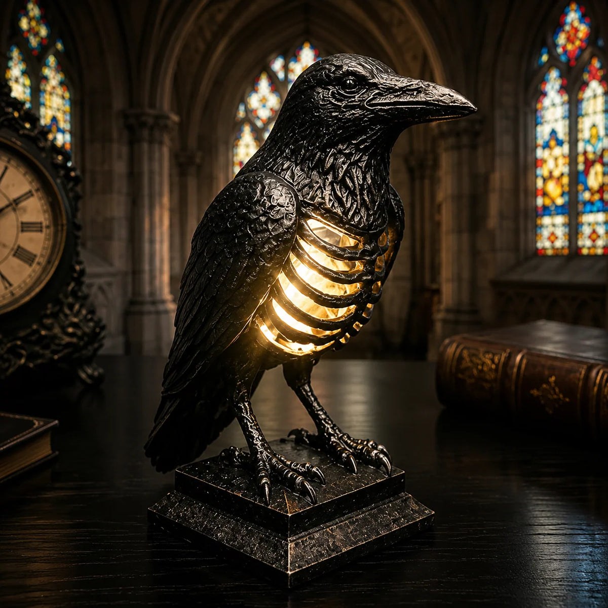 Tabletop Lamp Bat & Raven Skeleton Warm White LED