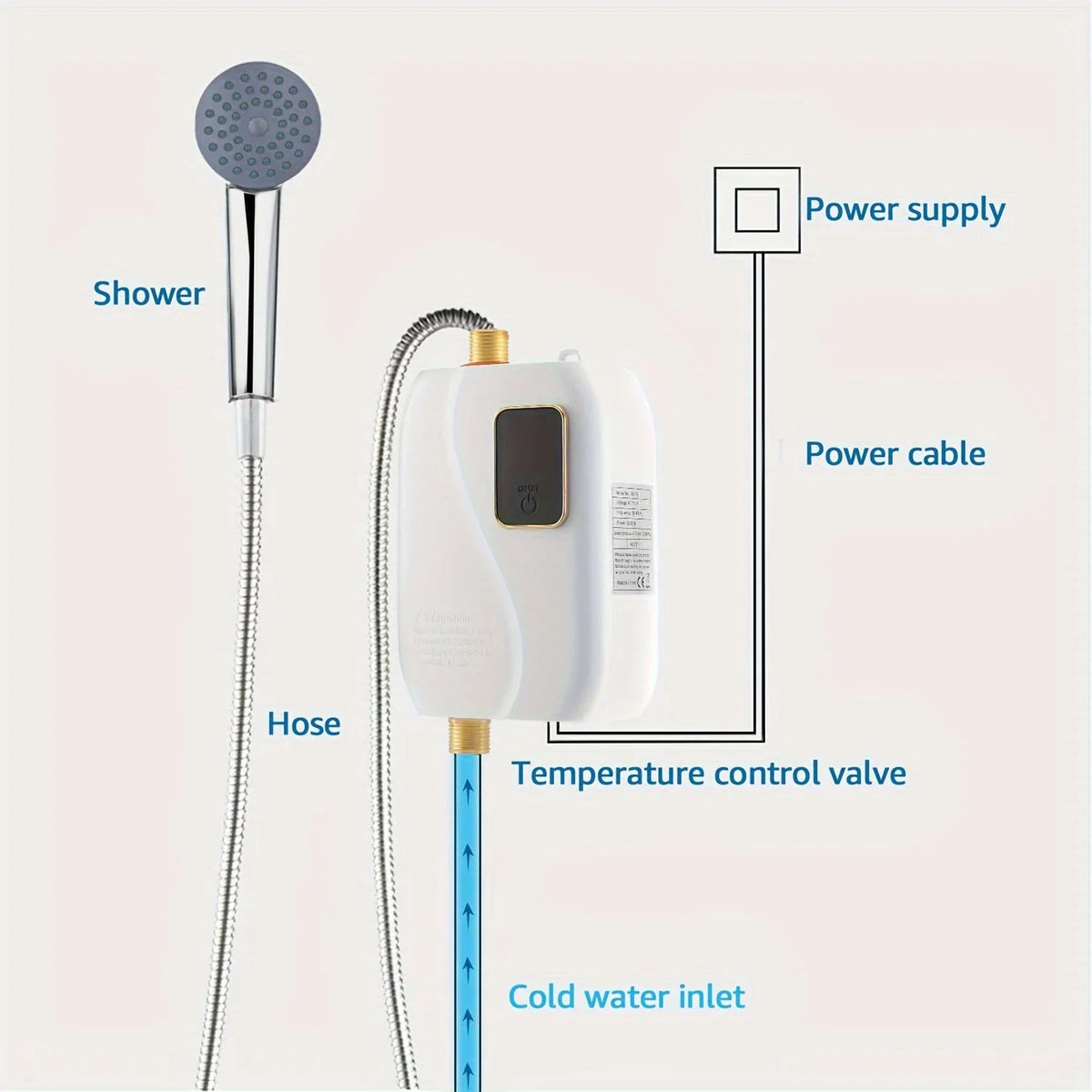 Tankless Water Heater Digital Display Compact Under-Sink Design