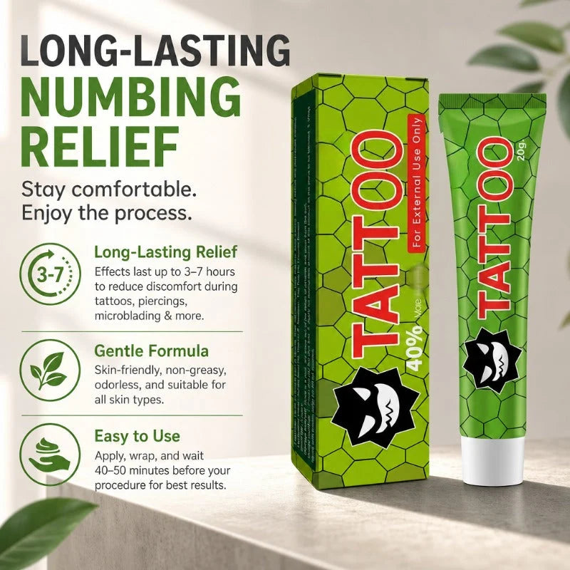Tattoo Numbing Cream Odorless Non-Greasy Long-Lasting Comfort