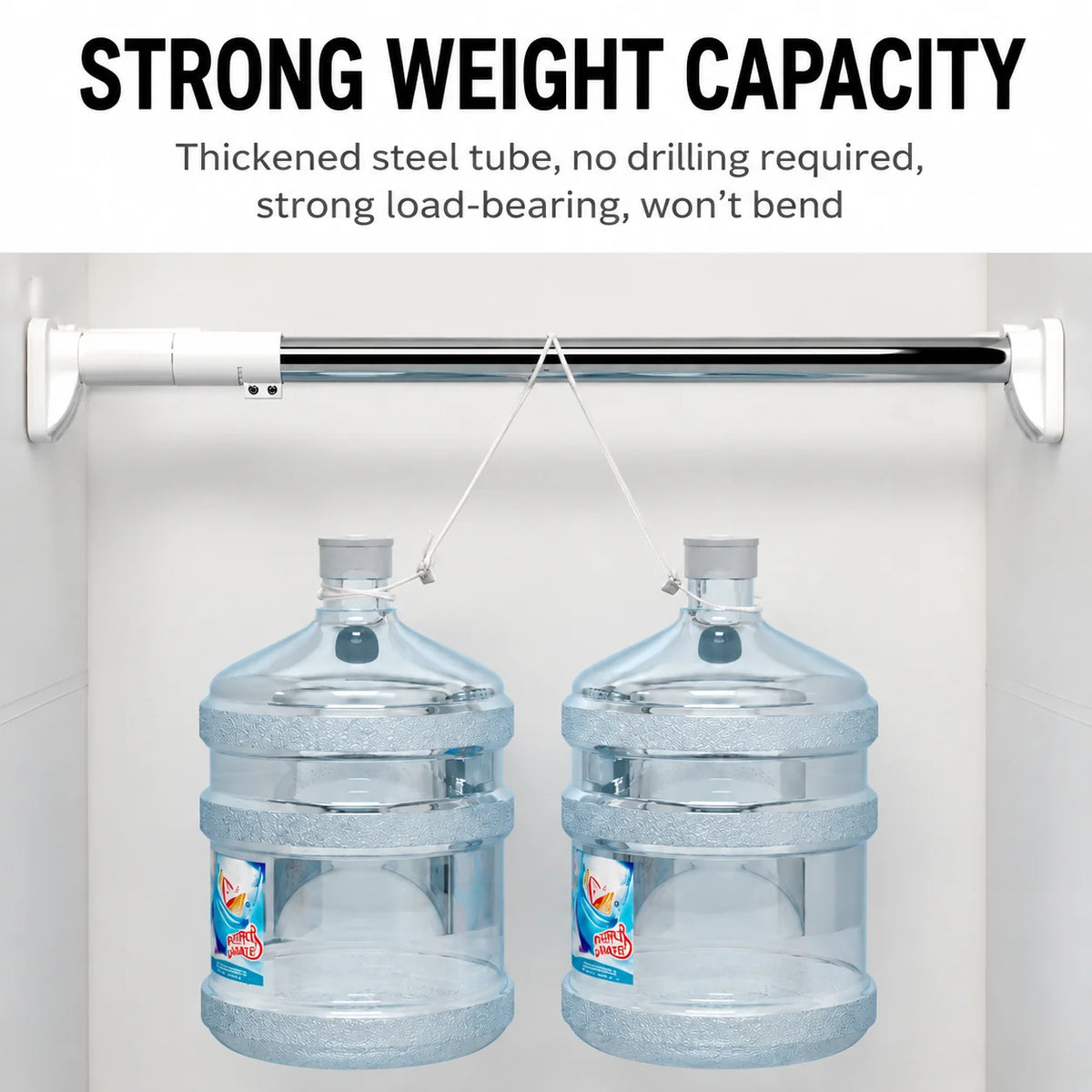 Tension Rod Adjustable Stainless Steel No-Drill Installation