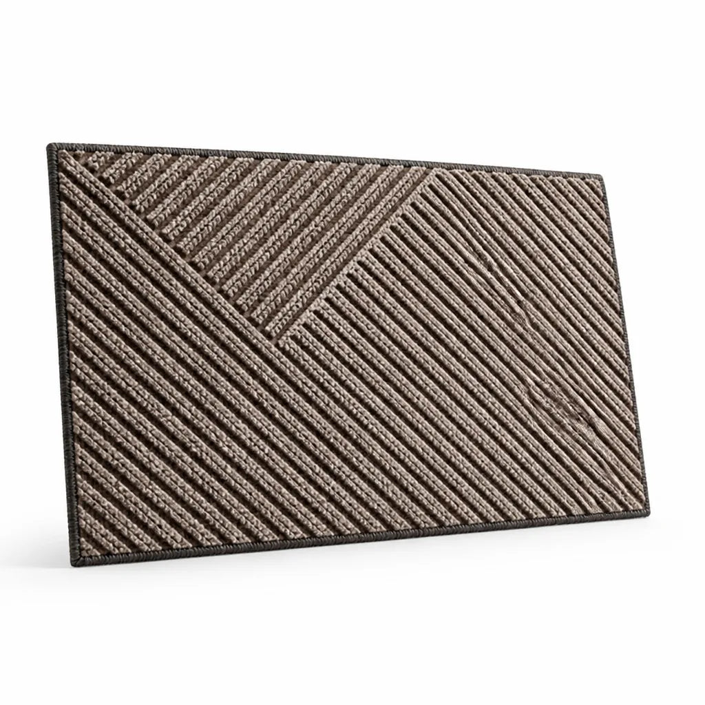 Textured Geometric Diagonal Striped Entryway Rug