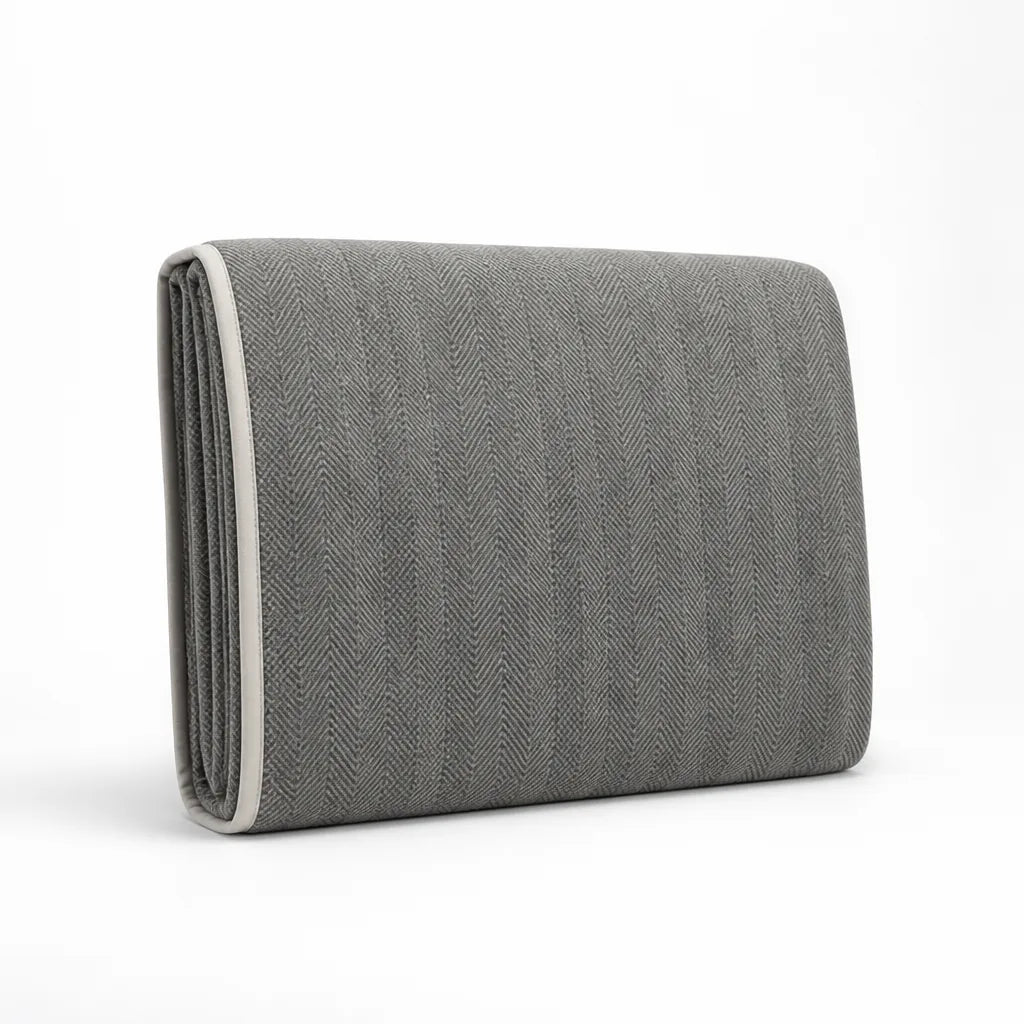 Textured Herringbone Weave With Contrasting Edge Trim Sofa Throw