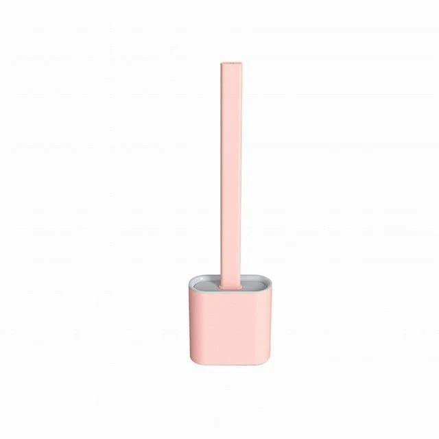 Toilet Brush With Holder Flexible Silicone Head Drip-Resistant Design