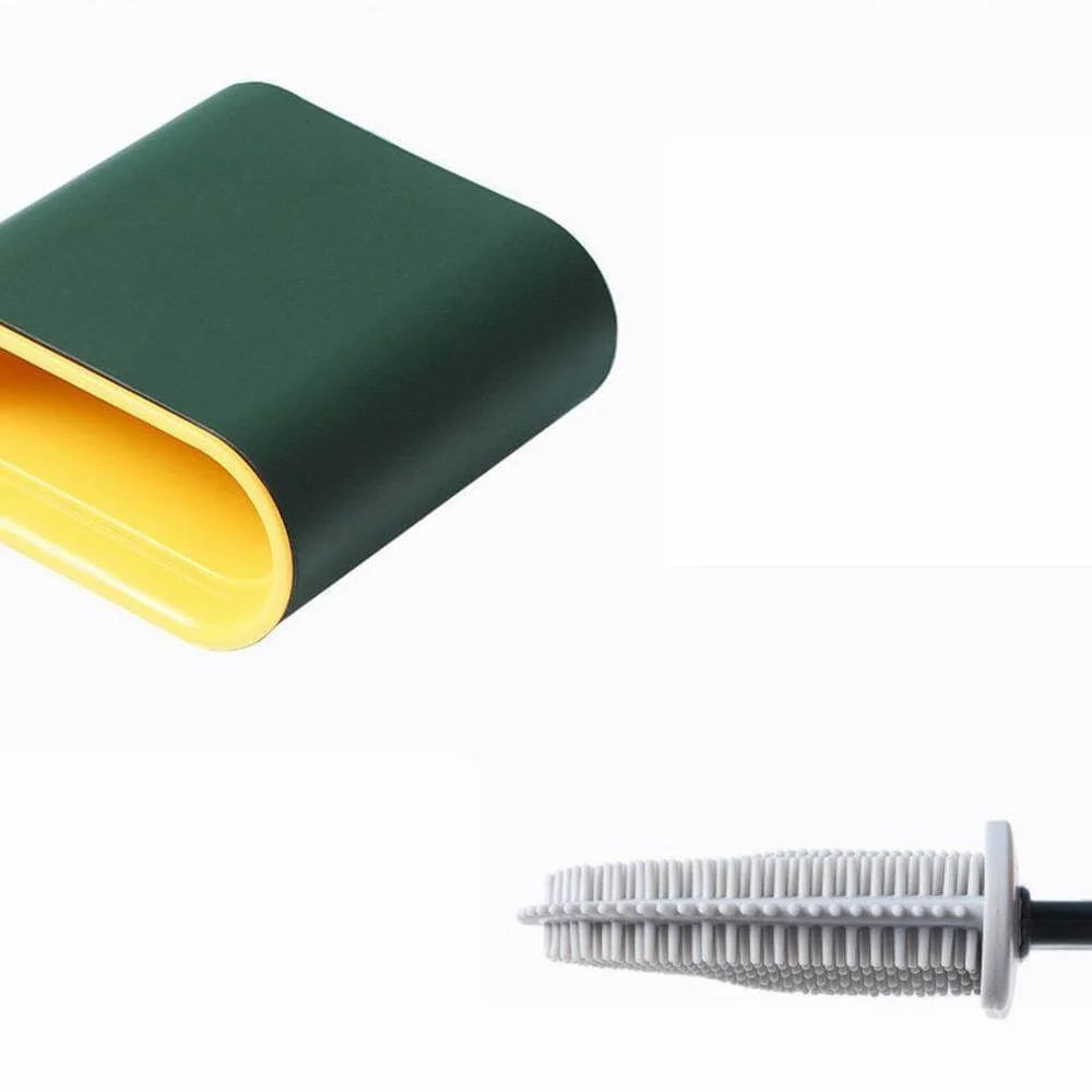 Toilet Brush With Holder Flexible Silicone Head Drip-Resistant Design