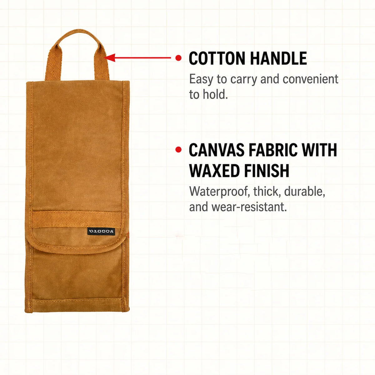 Tool Roll Bag Waxed Canvas Multiple Compartments Roll-Up Design