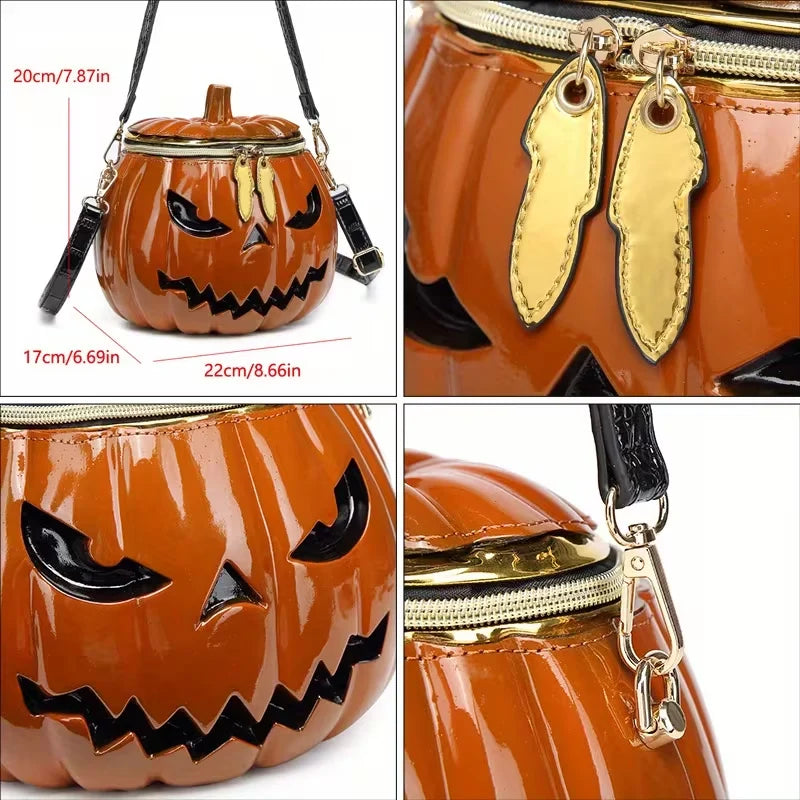 Treat Bag Pumpkin Monster Design Detachable Shoulder Strap