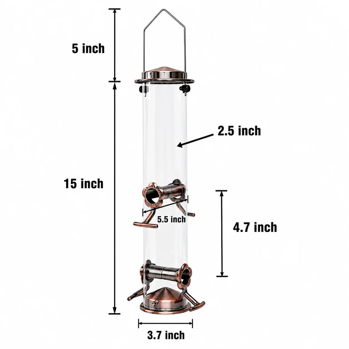 Tube Bird Feeder Stainless Steel Squirrel-Resistant Hanging