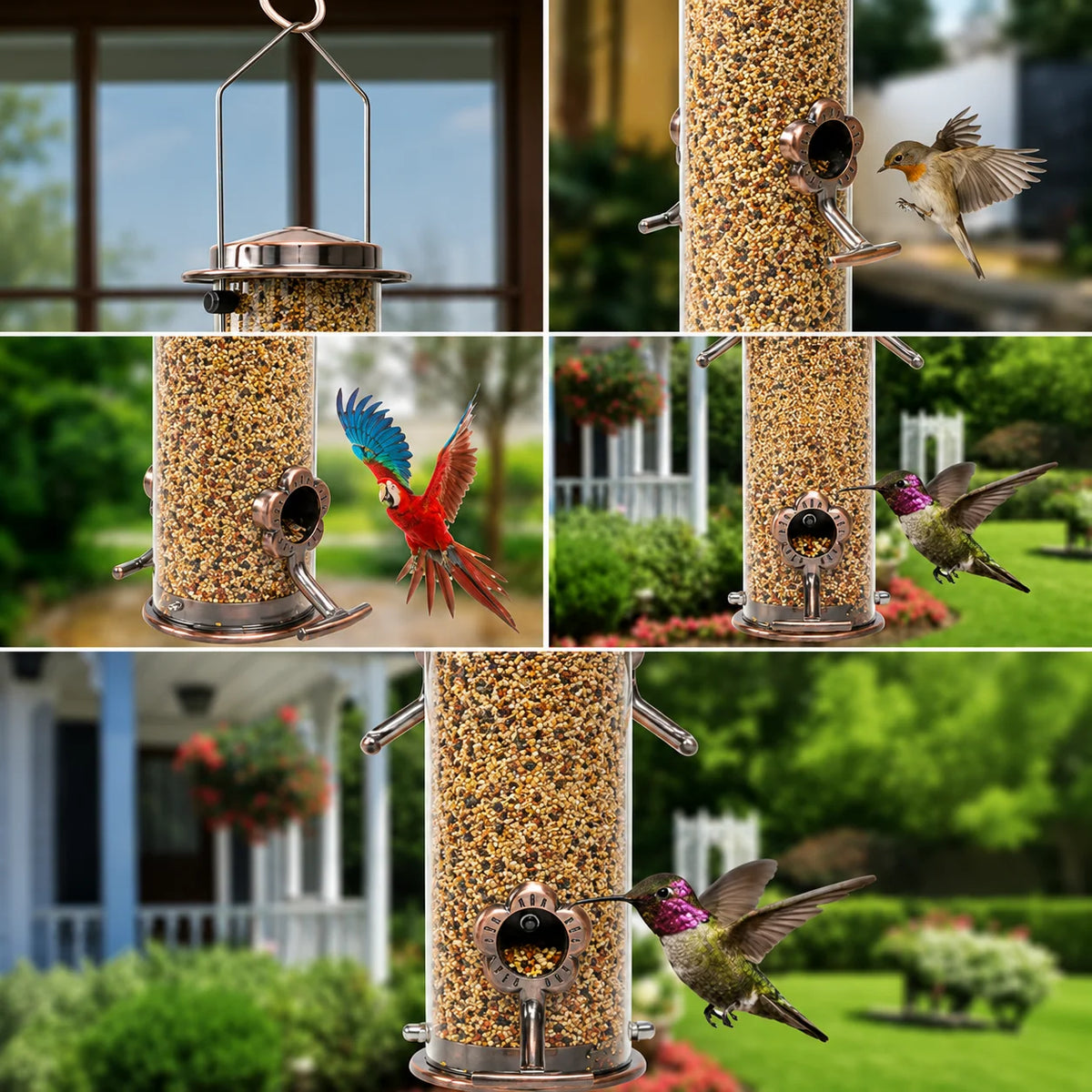 Tube Bird Feeder Stainless Steel Squirrel-Resistant Hanging