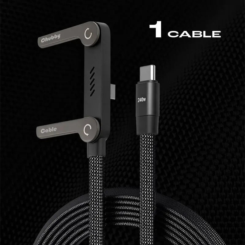USB-C Charging Cable Built-In Phone Stand Braided 240W