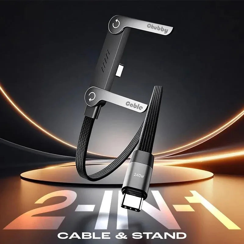 USB-C Charging Cable Built-In Phone Stand Braided 240W