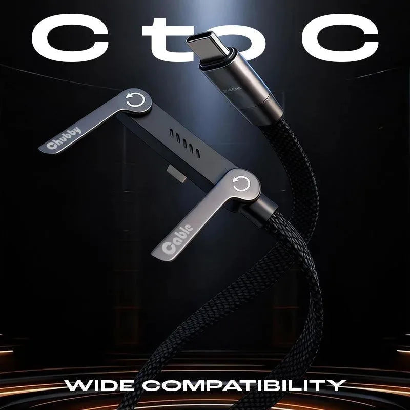 USB-C Charging Cable Built-In Phone Stand Braided 240W