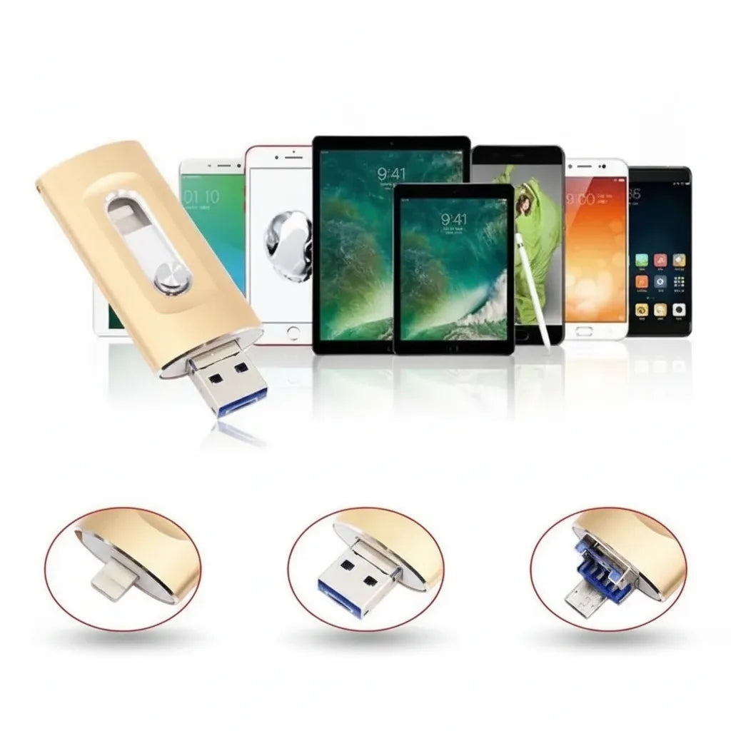 USB Flash Drive Lightning USB-C & USB-A High-Capacity Storage