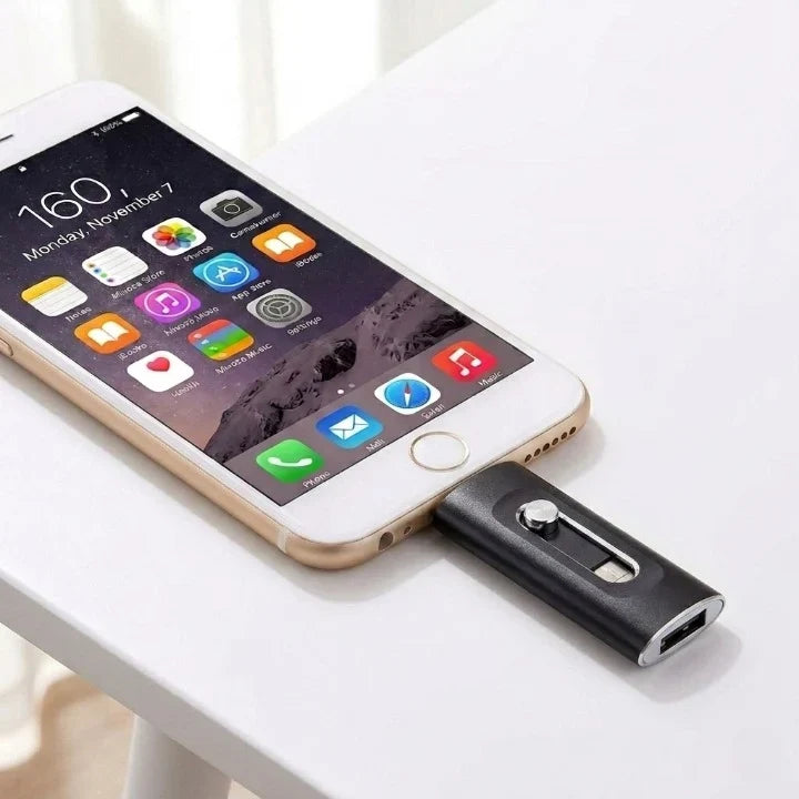 USB Flash Drive Lightning USB-C & USB-A High-Capacity Storage