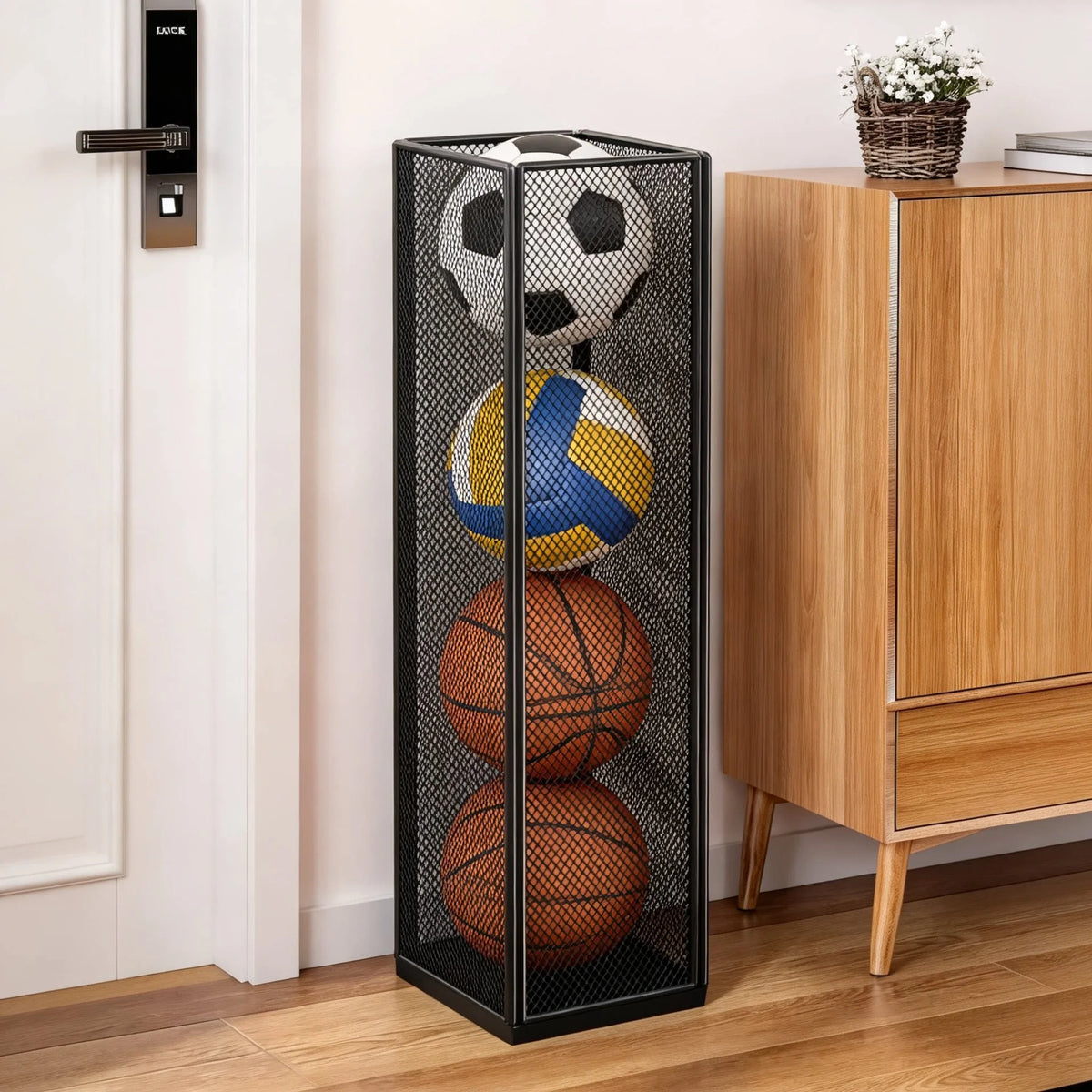 Umbrella Stand Ventilated Metal Mesh Space-Saving, Rust-Resistant Steel