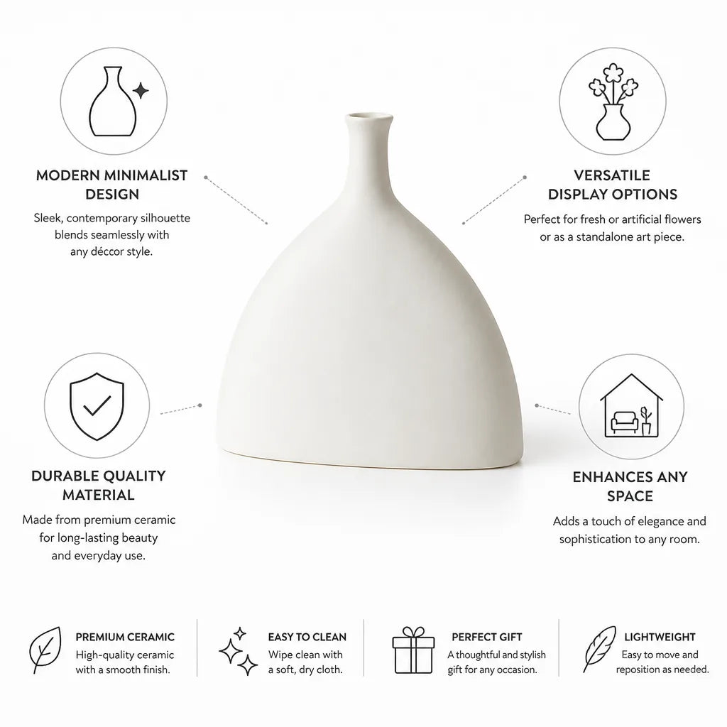 Vase Ceramic Modern Minimalist White