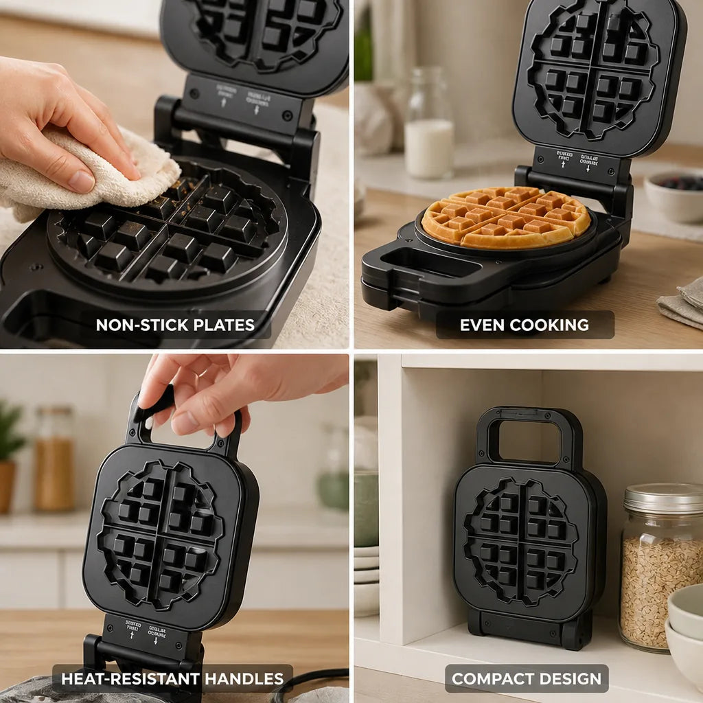 Waffle Maker 800W Non-Stick Plates & Heat Resistant Handles