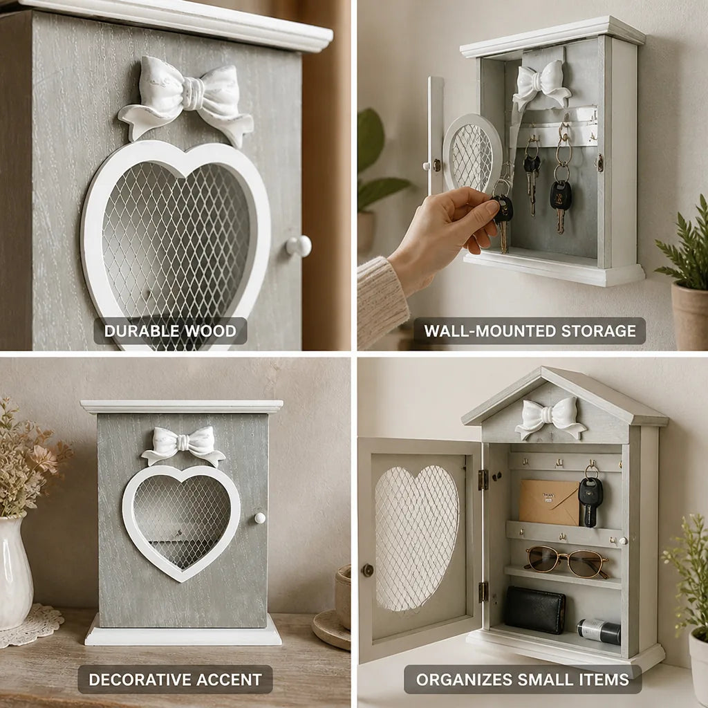 Wall Cabinet Wooden Heart-Shaped Wall-Mounted Storage