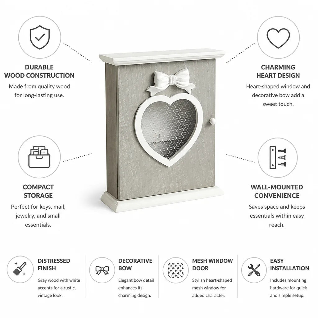 Wall Cabinet Wooden Heart-Shaped Wall-Mounted Storage
