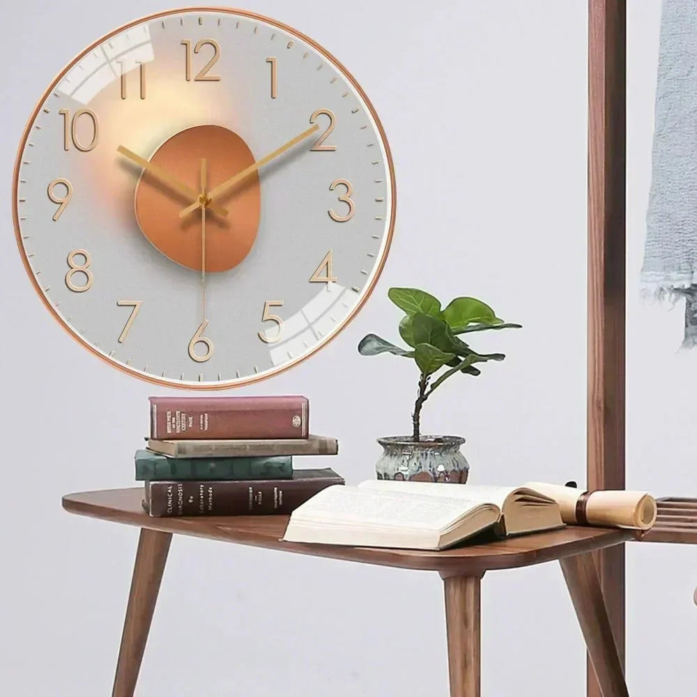 Wall Clock Silent Quartz Movement Easy-Read Dial 11.8-Inch