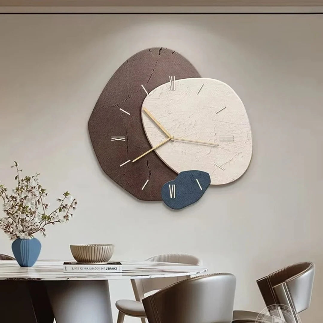 Wall Clock Wooden Geometric Design Silent Quartz LED Backlight