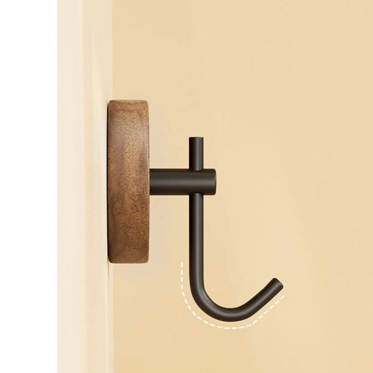 Wall Hook Natural Wood Self-Adhesive No-Drill