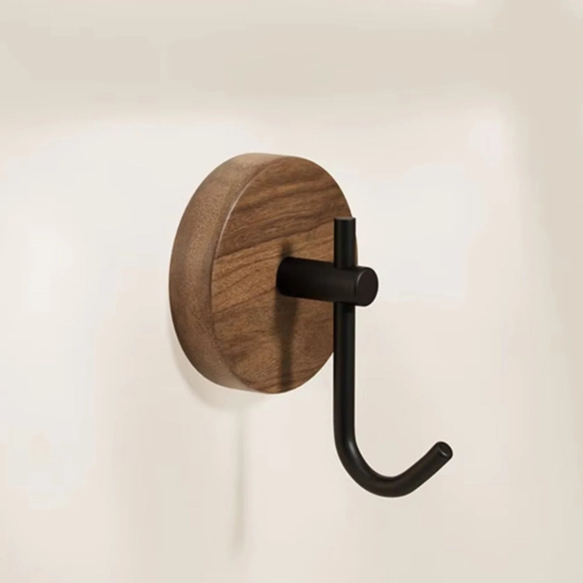 Wall Hook Natural Wood Self-Adhesive No-Drill