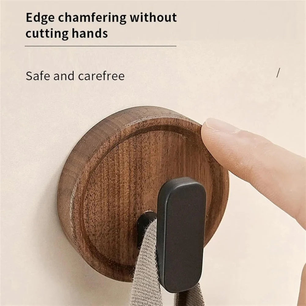 Wall Hook Solid Wood Self-Adhesive Drill-Free Installation