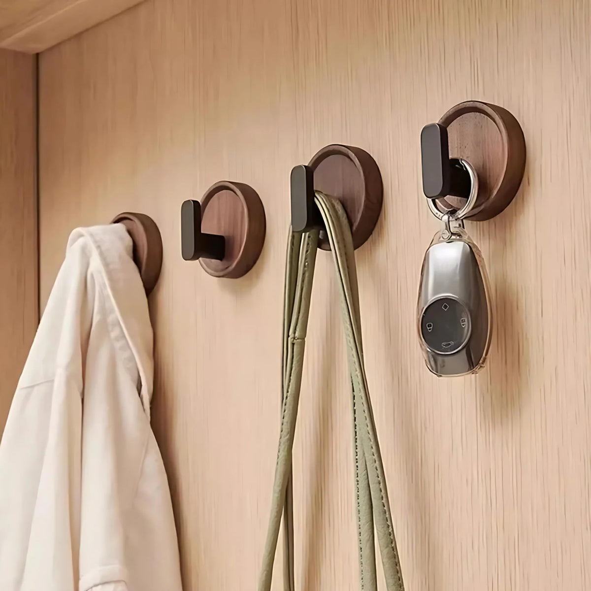 Wall Hook Solid Wood Self-Adhesive Drill-Free Installation