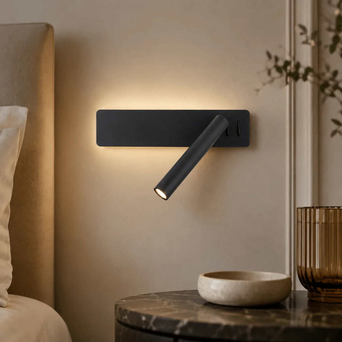 Wall Lamp 360° Swivel Head Stepless Dimming Warm & Cool LED