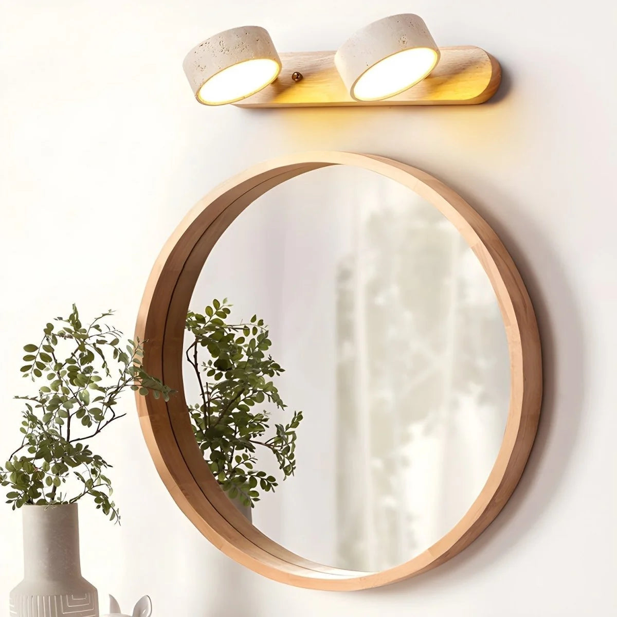 Wall Light Natural Travertine Wood Integrated LED