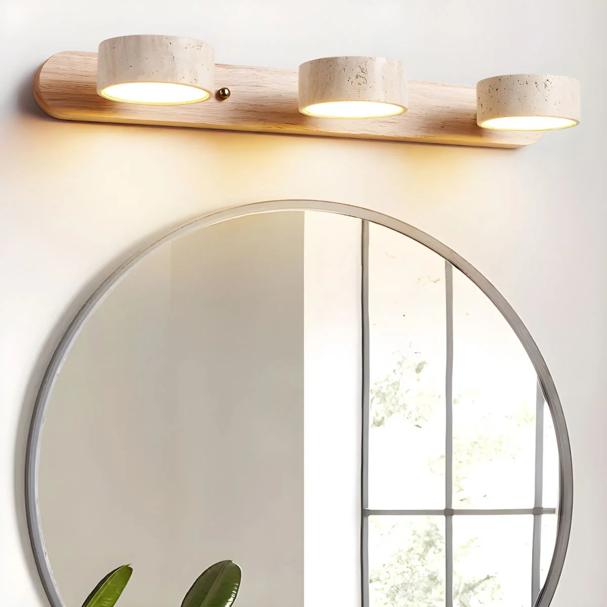 Wall Light Natural Travertine Wood Integrated LED