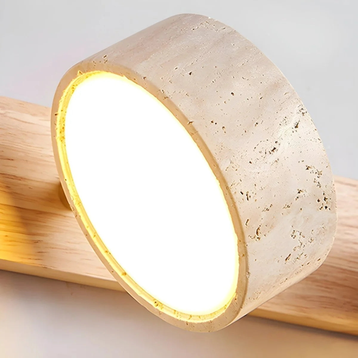 Wall Light Natural Travertine Wood Integrated LED