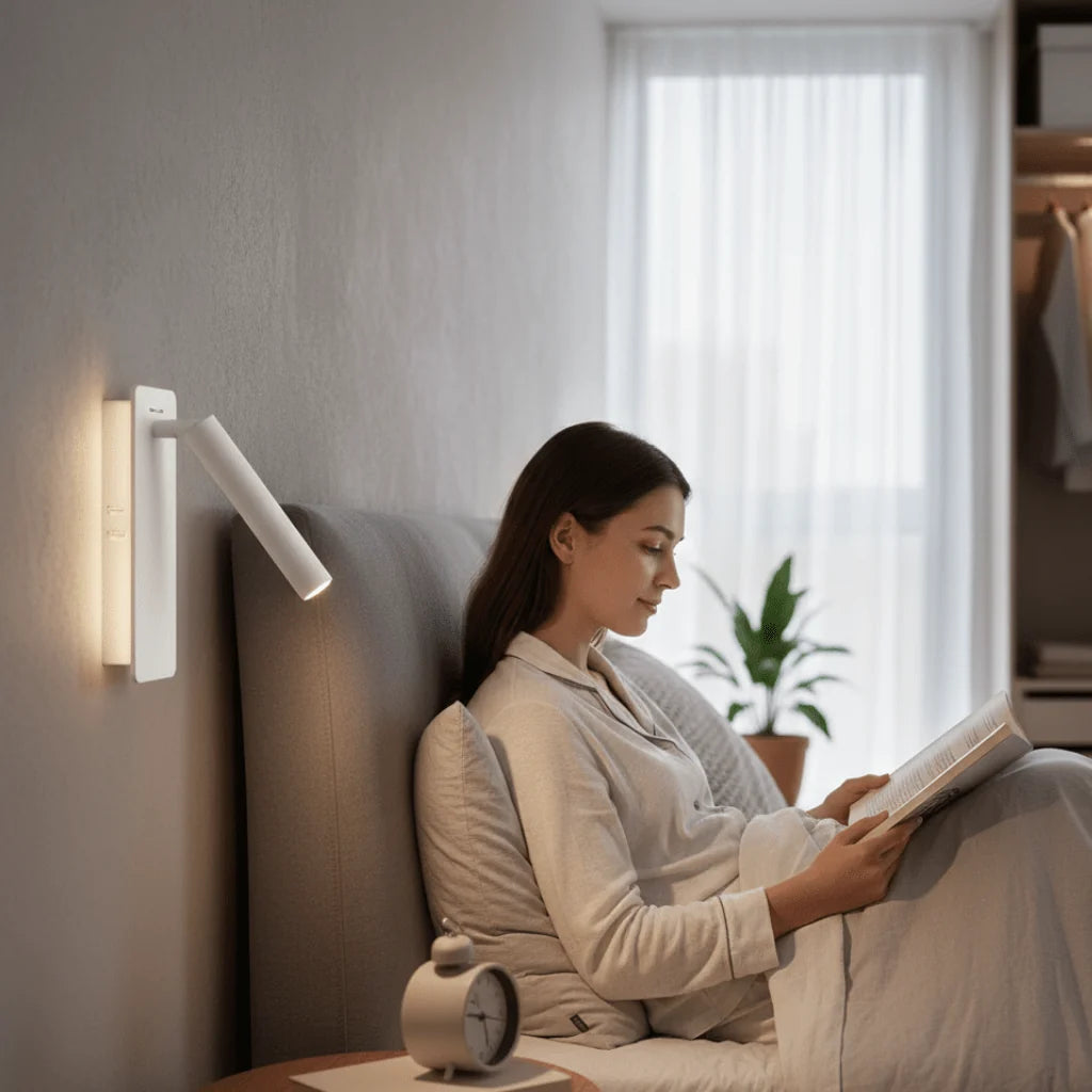 Wall-Mounted Reading Lamp Rotating Head Dimmable Warm & Cool LED