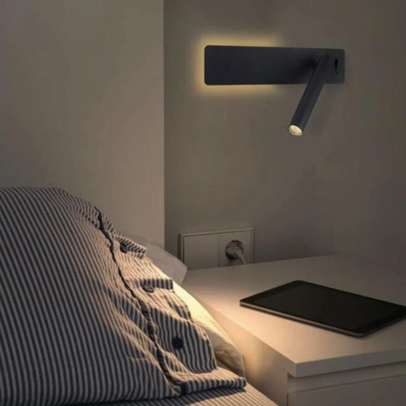 Wall-Mounted Reading Lamp Rotating Head Dimmable Warm & Cool LED