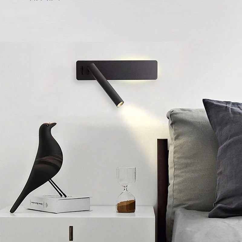 Wall-Mounted Reading Lamp Rotating Head Dimmable Warm & Cool LED