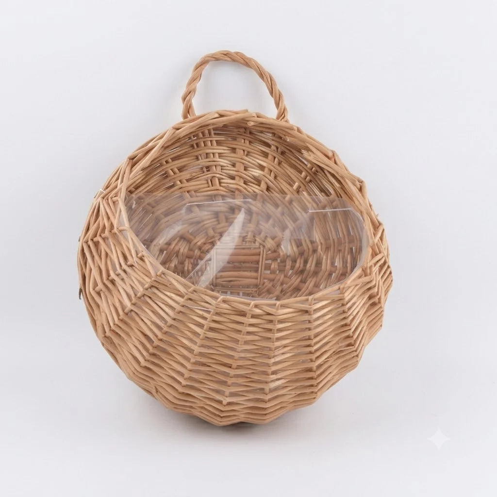 Wall Planter Handwoven Natural Rattan Space-Saving Display