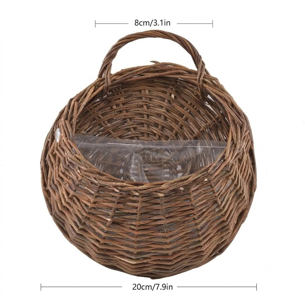 Wall Planter Handwoven Natural Rattan Space-Saving Display