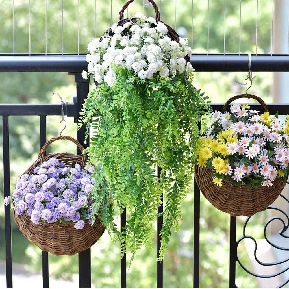 Wall Planter Handwoven Natural Rattan Space-Saving Display
