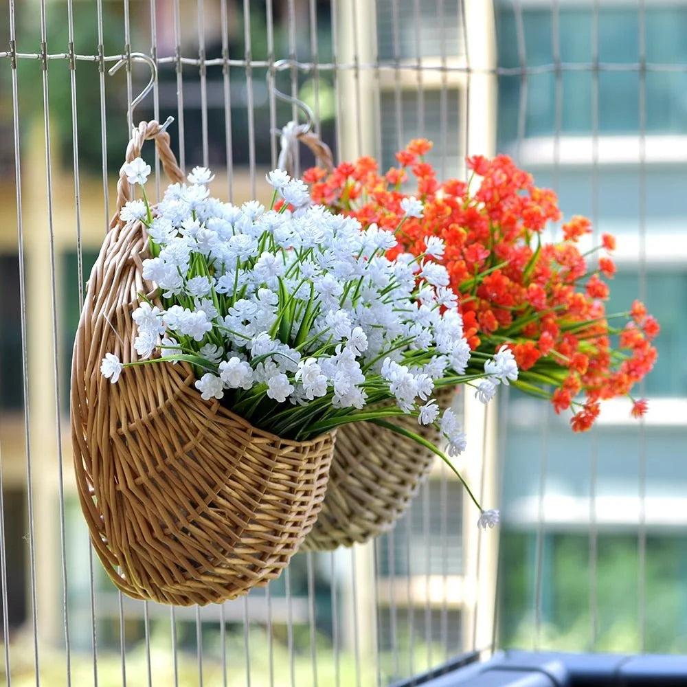 Wall Planter Handwoven Natural Rattan Space-Saving Display