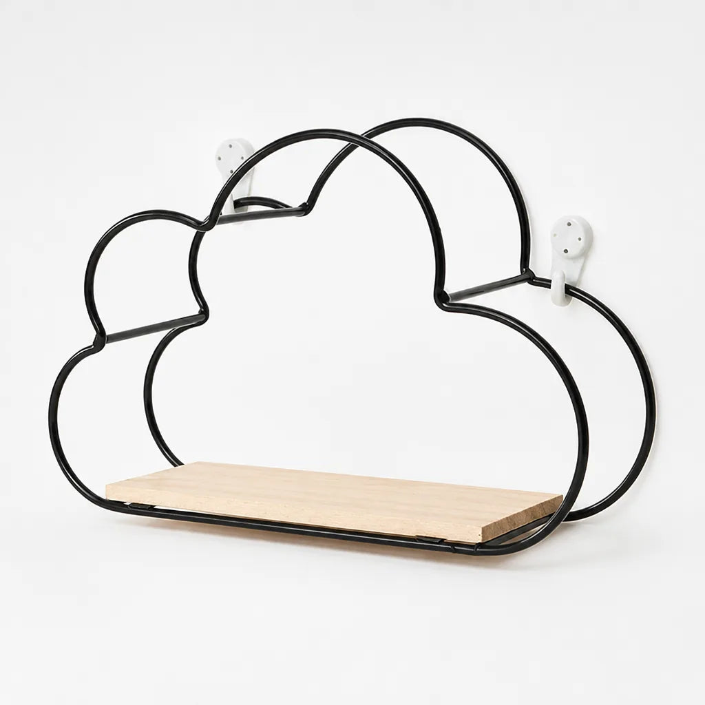 Wall Shelf Cloud-Shaped Metal & Wood Construction